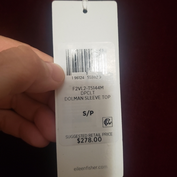 Eileen Fisher Velvet V-Neck Top, S, Deep Claret, velvet & silk - Picture 4 of 7